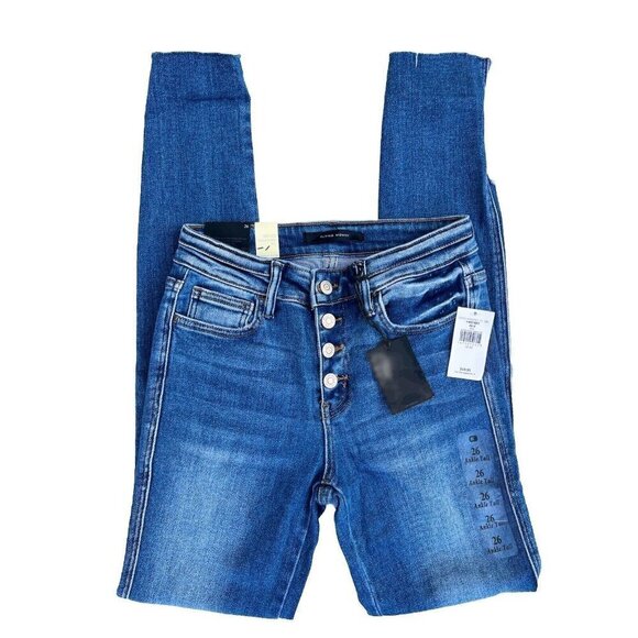 Flying Monkey Women's Blue Denim Mid-Rise Ankle Skinny Jeans Size 26 - Picture 2 of 13